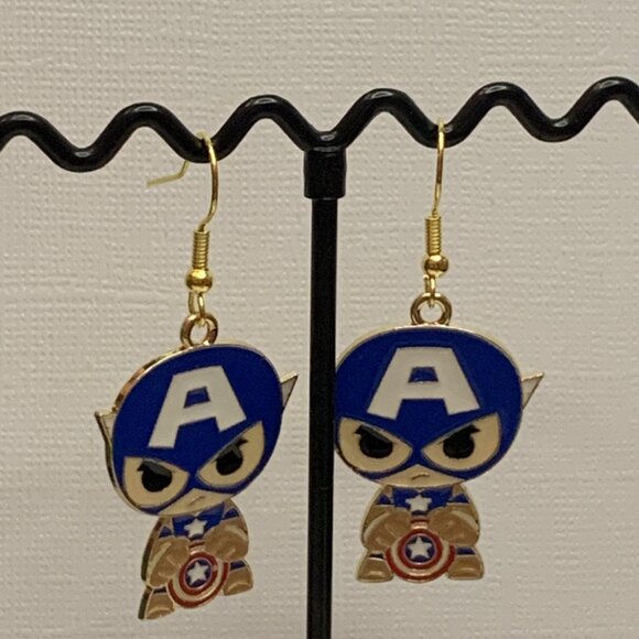 Superhero Earrings, Hero Earring, Captain America Earring, Gift Idea, Heroes - Picture 6 of 8